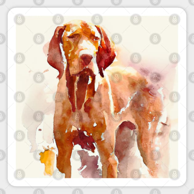 Vizsla Watercolor Painting - Dog Lover Gifts Sticker by Edd Paint Something